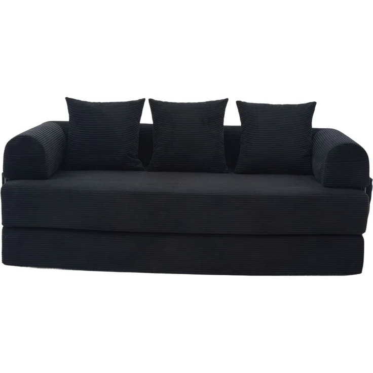 ZUBALIYA Ecksofa 94x67 cm, mit Leiter, mit Cordbezug, mit breiten Armlehnen, modular aufgebaut, mit Schaumstoffpolsterung, Schwarz – Bild 20