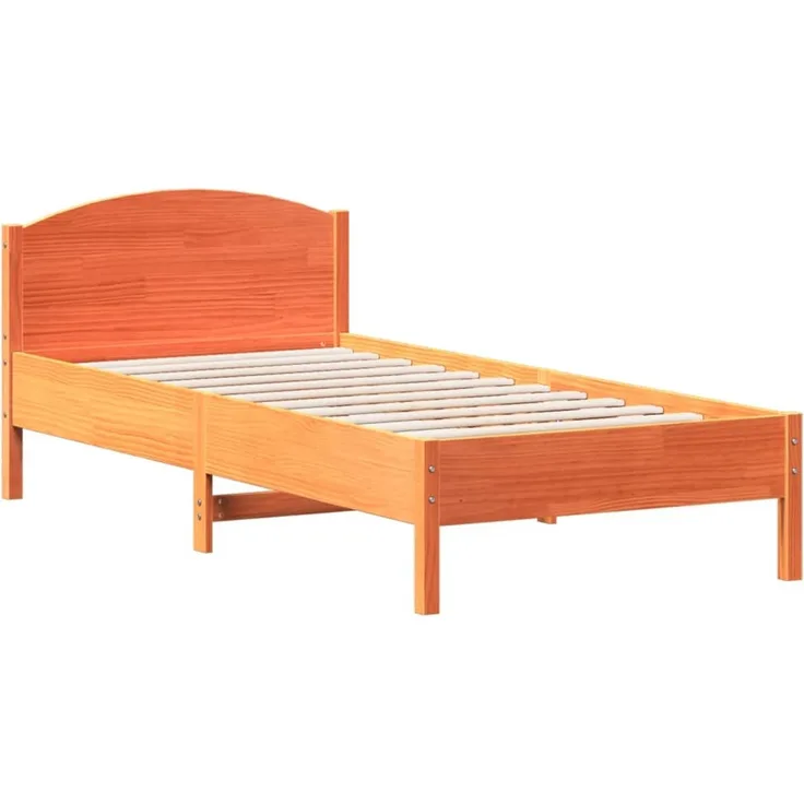 Doppelbett, Betten für Erwachsene, Massivholzbett ohne Matratze Wachsbraun 100x200 Kiefernholz de3610