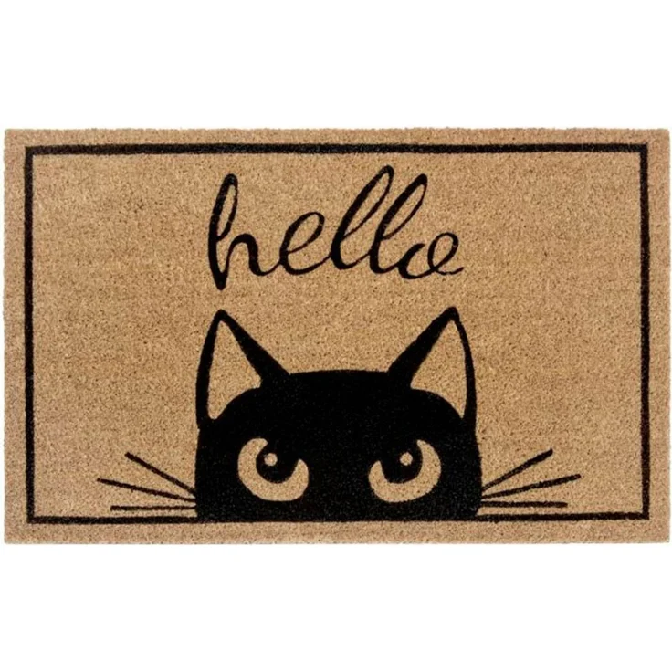 HANSE Home Fußmatte Kokos Watching Cat, Türmatte, rechteckig, Höhe: 15 mm, Kokos, Schmutzfangmatte, Outdoor, Rutschfest, Innen, Kokosmatte, Flur – Bild 1
