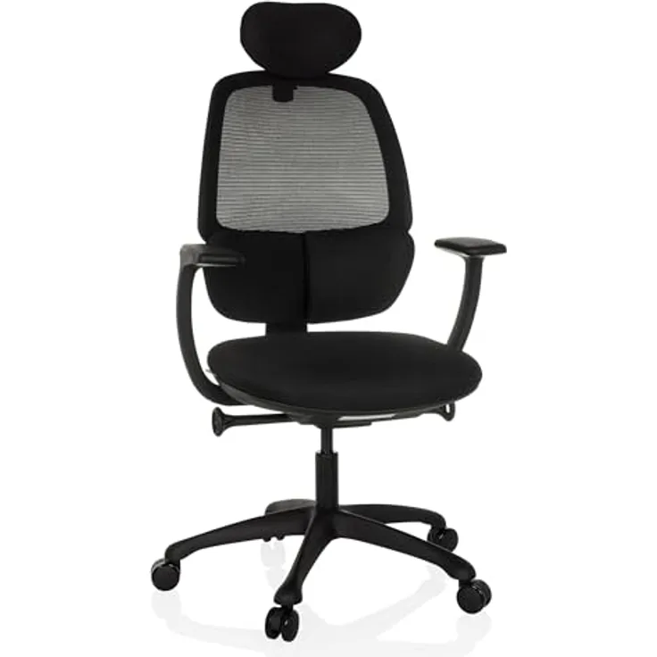 MID.YOU Mid.you Drehstuhl, Schwarz, Textil, mit Armlehnen und ergonomischer Rückenlehne, 66 cm, Bürostuhl