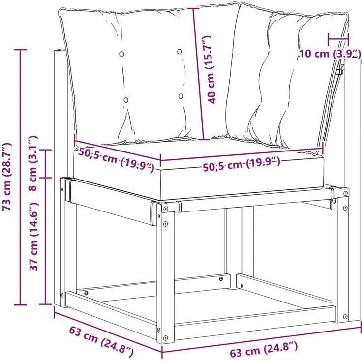 vidaXL Outdoor Ecksofa Massivholz Akazie und Textilene Stoff Natur 900603 – Bild 12