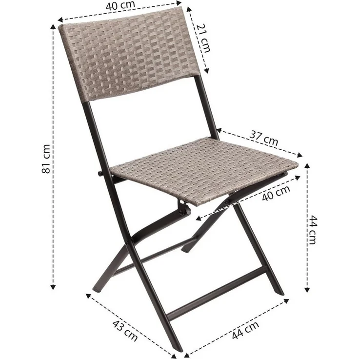 BRUBAKER Campingstuhl Toskana - Polyrattan Klappstuhl wetterfest und robust (Balkonstuhl klappbar, 4 St), Camping Stuhl für Garten Balkon Terrasse - Gartenstuhl - Grau Braun – Bild 2
