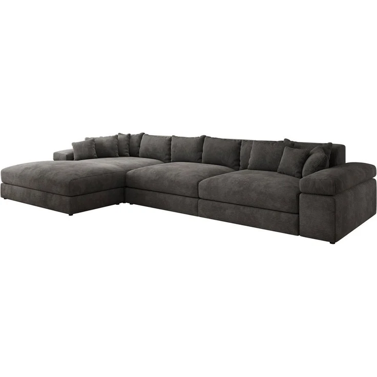 Luxusbetten24 Sofa Designer Sofa Bernardo L Maxi in Cord, mit breiter Ottomane – Bild 1