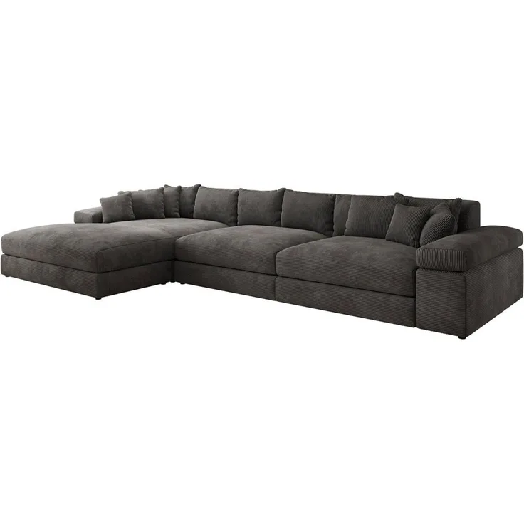 Luxusbetten24 Sofa Designer Sofa Bernardo L Maxi in Cord, mit breiter Ottomane