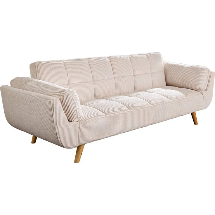 riess-ambiente Schlafsofa BOUTIQUE 215cm beige/natur - Cord, Daybett, Bettfunktion, 3-Sitzer, Einzelartikel 1 Teile, Nosagfederung und Holzfüße – ideal für Wohn-, Ess-, oder Gästezimmer – Bild 2