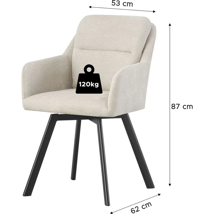 Stuhl 2er Set Amsterdam Stühle in Creme - gemütliches Design - Top Qualität B/H/T: 53x87x62 cm – Bild 5