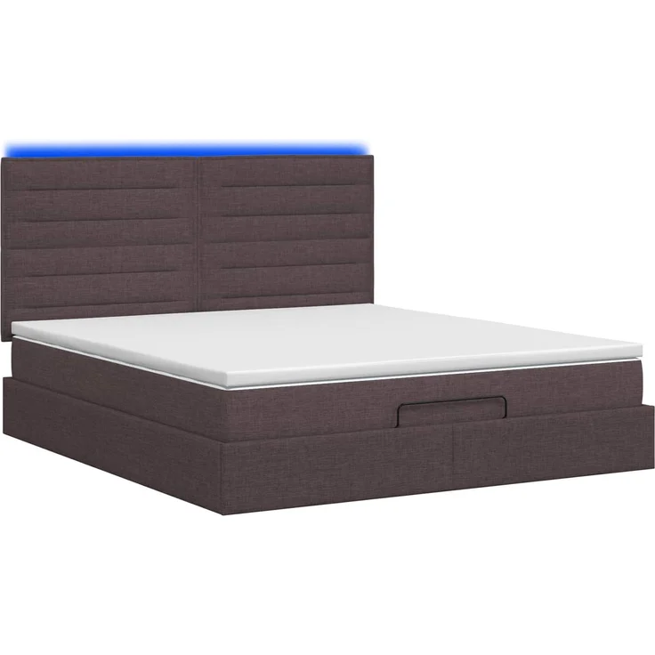 vidaXL Ottoman-Bett mit Matratze und LED Dunkelbraun 140 x 200 cm 3457996 – Bild 9
