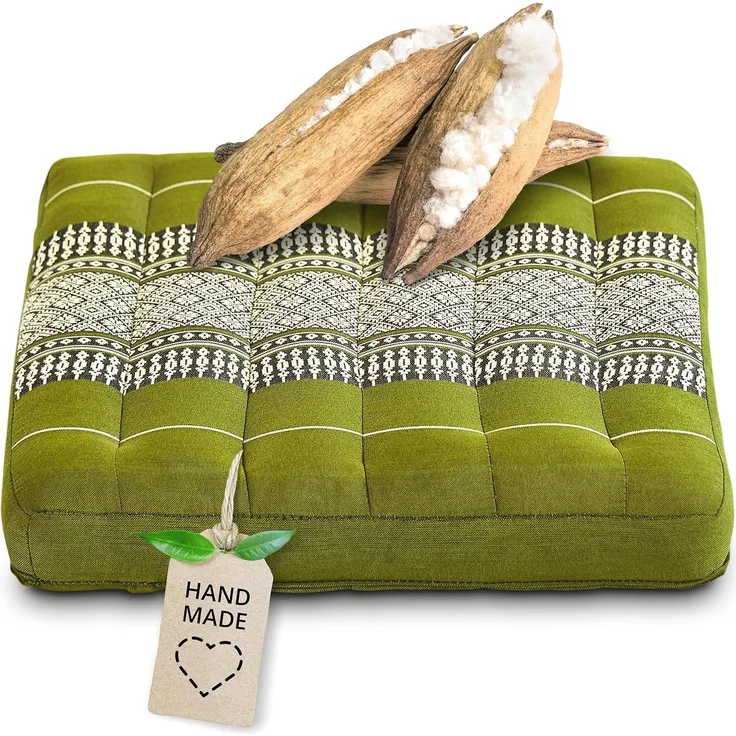 livasia Sitzkissen Sitzkissen 35 cm, vegan und handgefertigt, 35x35x6cm, Kapok