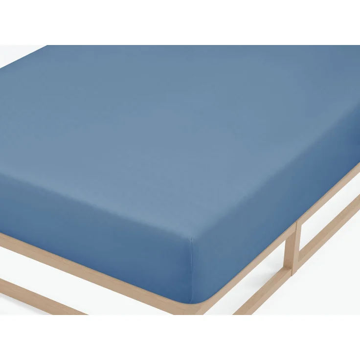 biberna Feinjersey-Spannbetttuch, 100 % Baumwolle, azurblau, 1x 180x200 cm - 200x200 cm – Bild 1
