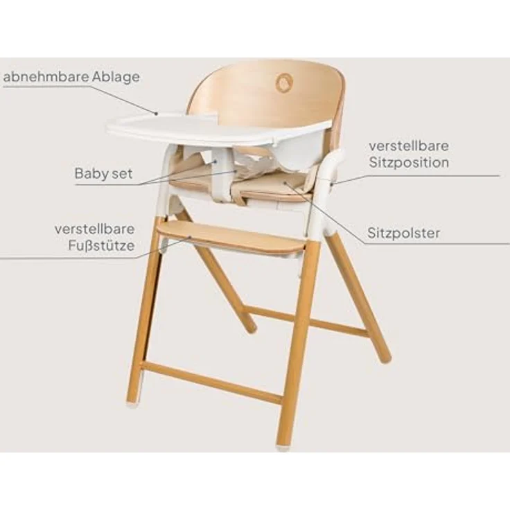 lionelo Hochstuhl CELIA (3-in-1-Hochstuhl Komplettset), 3in1/Einhandverstellung/Kunstleder/Tablett/Babyset enthalten – Bild 10