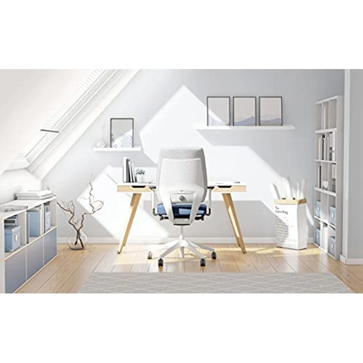 Interstuhl Joyce Interior Edition, ergonomischer Bürostuhl mit Synchromechanik, verstellbarer Rückenlehne und Lordose, Designer-Rollen, Blau | Weiß – Bild 2