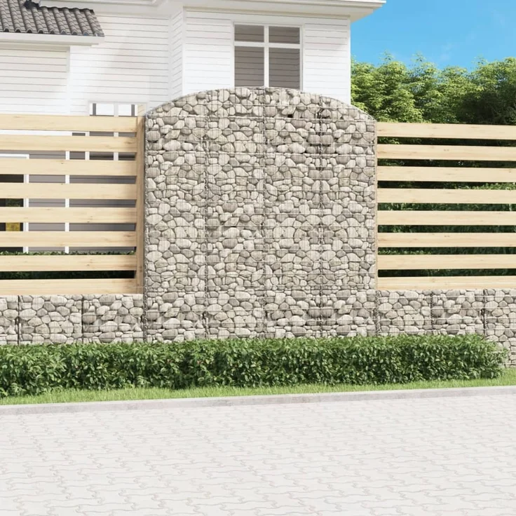 vidaXL Gabione mit Hochbogen 200x50x220/240 cm Verzinktes Eisen 153481 – Bild 1
