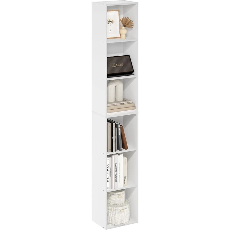 Furinno Luder 6-stufiges Bücherregal mit offenem Regal, Weiß