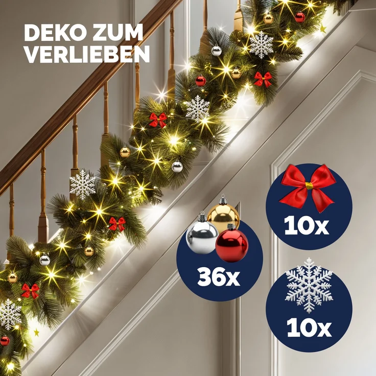 Casaria Weihnachtsgirlande 5m 80 LED inkl. Deko Outdoor Girlande Weihnachten Tannengirlande Außen Weihnachtsdeko – Bild 4