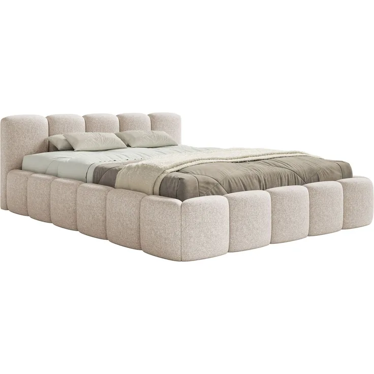Selsey 'Cloudy Low' Polsterbett 120x200 cm, Bettkasten & Lattenrost, Chenille Hellbeige