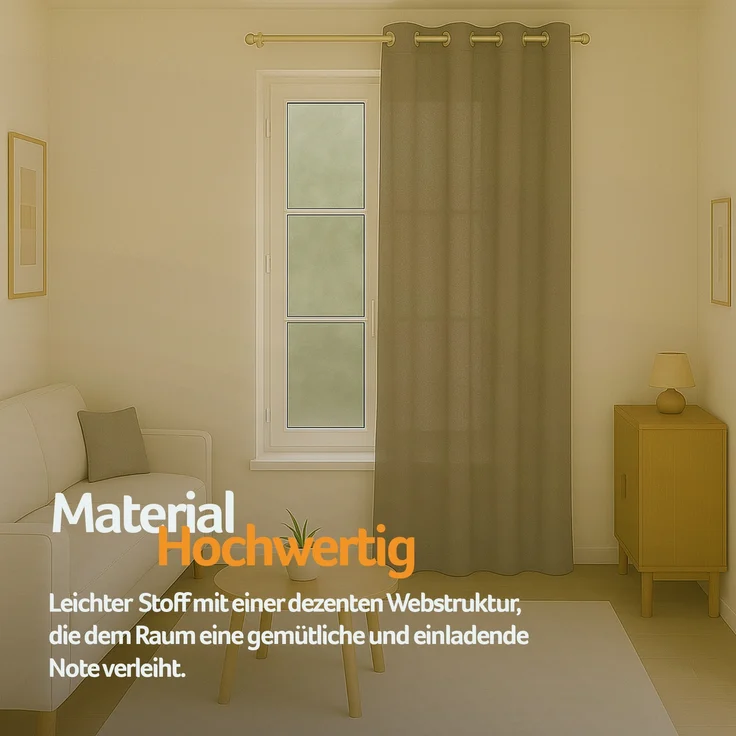 Bestlivings Blickdichte, Gardine mit Ösen, in vielen Größen und Farben Sandgrau 140x245 cm – Bild 4