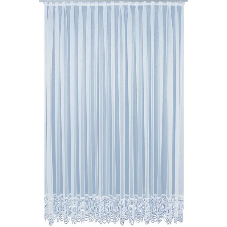 Wirth Gardine Elena (1 St), Faltenband, halbtransparent, Sablé, Store veredelt mit echter Plauener Spitze Stickerei, gerade