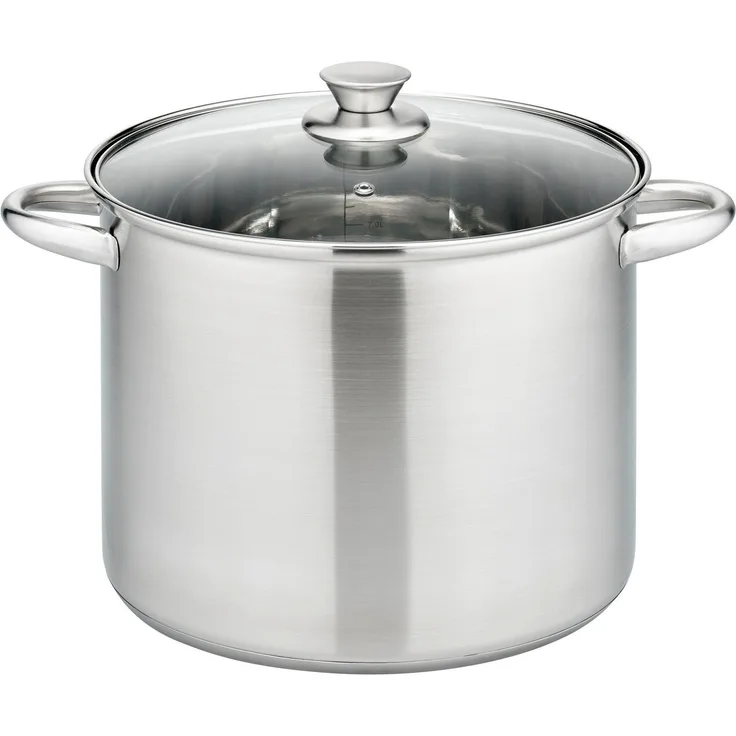 GSW Topf-Set Rigo, Edelstahl (Set, 13-tlg, Kochtopf 14/16/20/24 cm, 1 Stielkasserolle 16 cm, Gemüsetopf 26 cm), Literskala, Induktion, inkl. Küchenhelfer