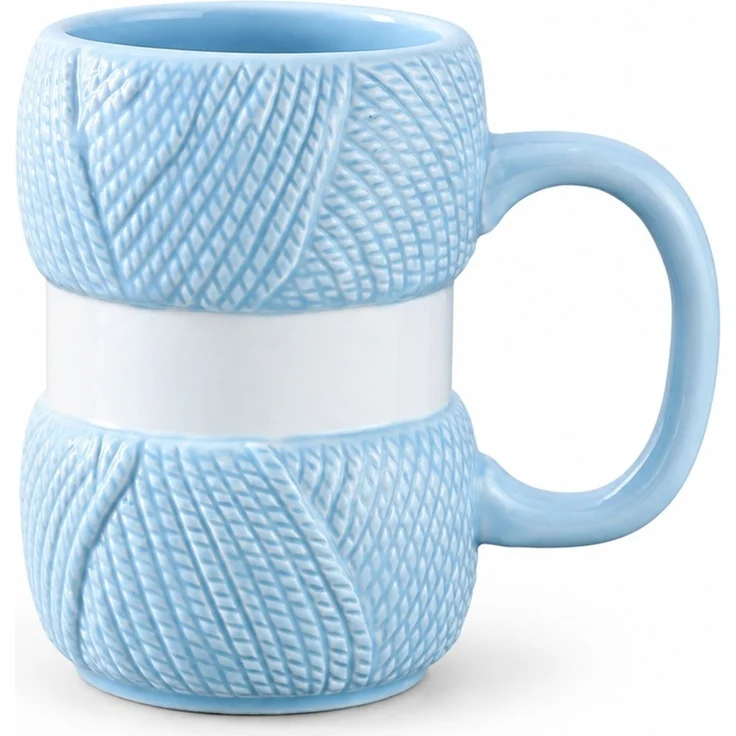 Tasse im Wollknäuel-Design Kaffeetasse Keramik Geschenk Blau 15 x 15 x 16 cm – Bild 1