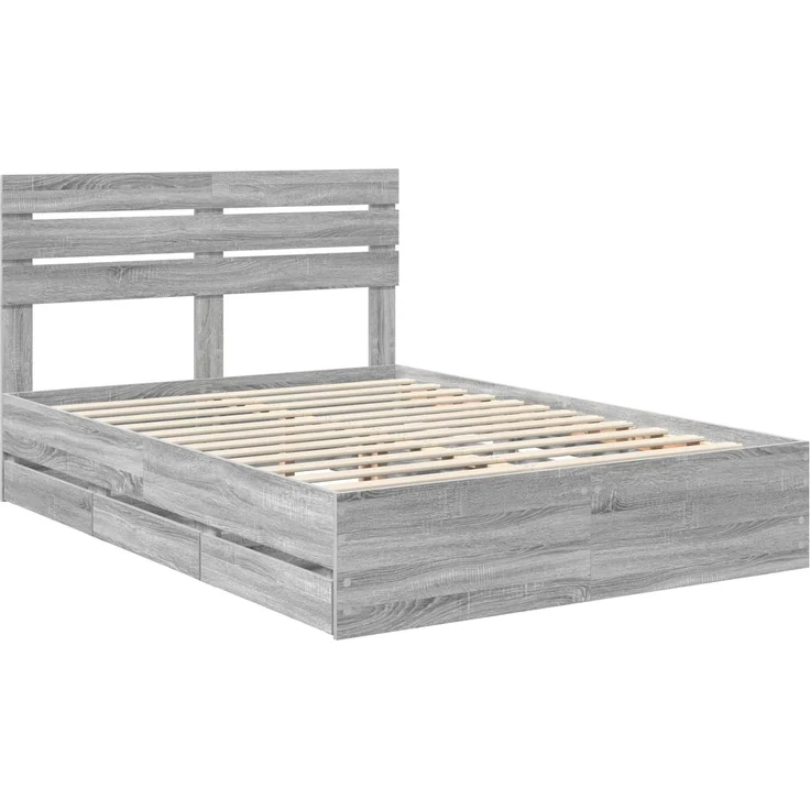 vidaXL Bettrahmen Graues Sonoma 160 x 200 cm Ingenieurs Holz 3411493 – Bild 3