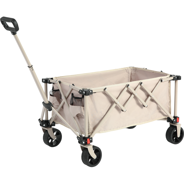 Faltbarer Bollerwagen 80L mit All-Terrain-Rädern, 77x48x45 cm, 60 kg, Beige – Bild 2