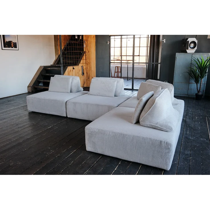 KAWOLA Modulsofa WIOLO SOFT 4 Module 4 Rückenkissen Cord hellgrau 84 x 222 x 333 cm – Bild 4