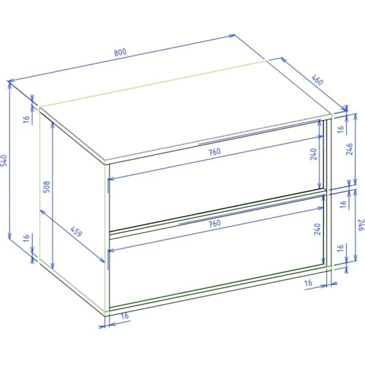 Badplaats Waschbeckenunterschrank Mali 80 x 46 cm Mattschwarz - Hängender Badezimmerschrank mit 2 Schubladen und Montagematerial – Bild 5