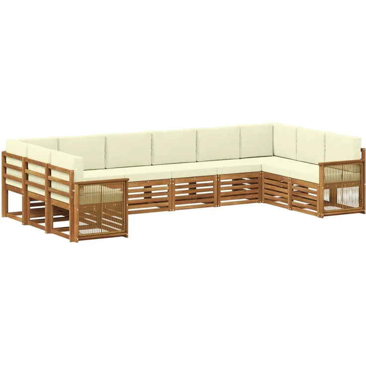 vidaXL Outdoor-Sofagarnitur 10 stk. 10-Sitzer Natur und Creme 3384896 – Bild 2