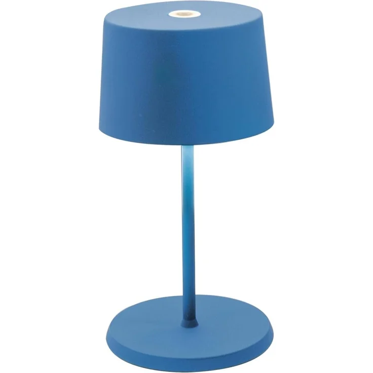 Zafferano, Olivia Mini Lampe, Tragbare und Wiederaufladbare Tischlampe mit Touch Control, Geeignet für Wohnzimmer und Außenbereich, Dimmer, 2200-3000 K, Höhe 22 cm, Farbe Capriblau