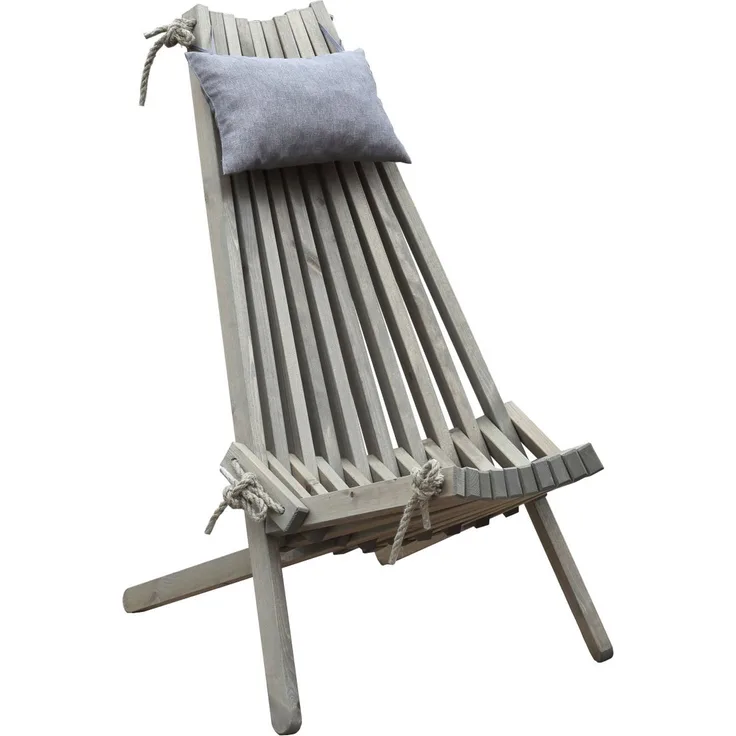 Faltbarer Gartensessel Relaxsessel FALUN Aschgrau mit Kopfkissen