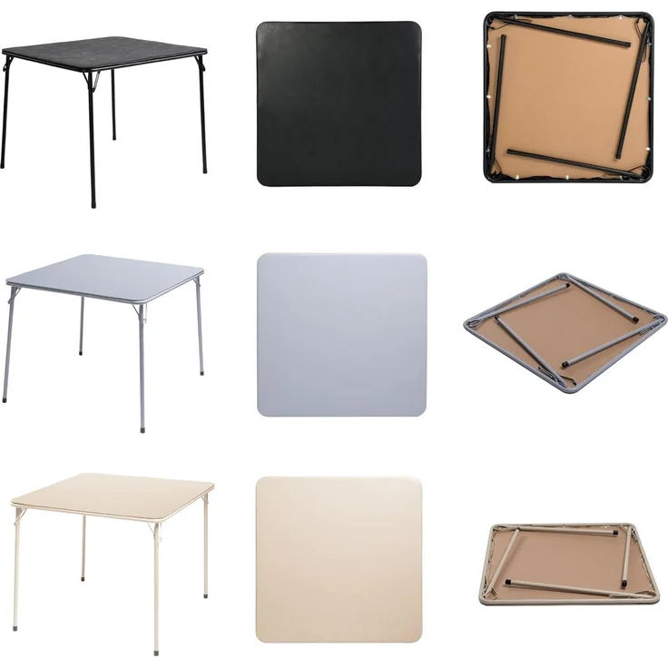 FurnitureR Klappbarer Esstisch 86×86×71 cm, quadratischer PVC-Tisch mit robustem Metallrahmen, platzsparend faltbar, ideal für Küche, Esszimmer, Balkon und kleine Wohnungen, in Grau – Bild 7