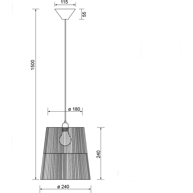 Kleine LED Pendelleuchte 1-flammig mit Lampenschirm aus Papiergarn, Ø 24cm – Bild 9