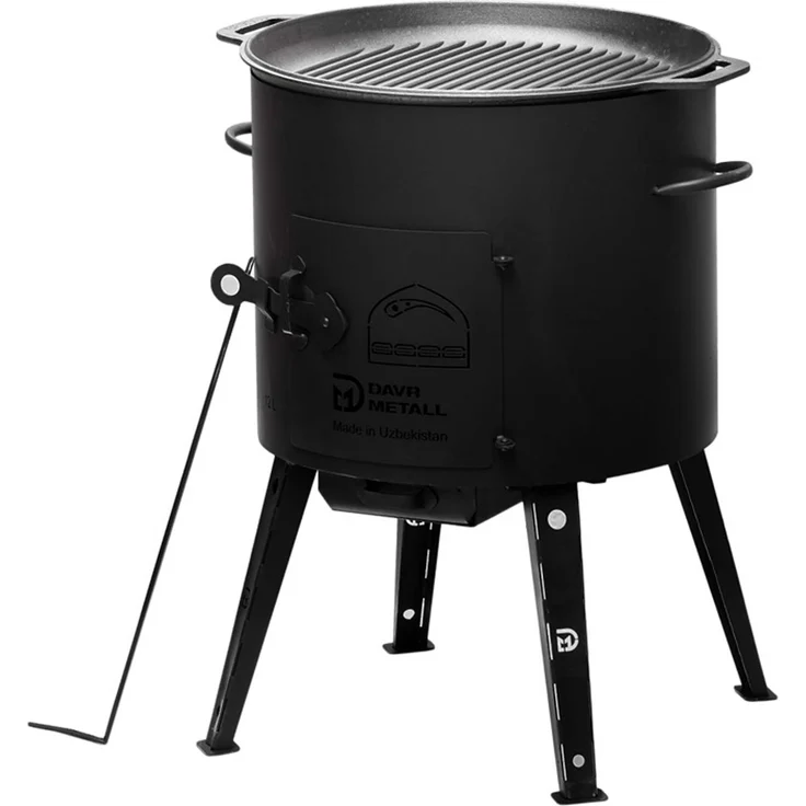 Ø36 Uchag 2mm stahl Utschak Utschag Campingofen 8L Gusseisen Kazan mit Gusseisen Deckel-Grillpfanne Kasan Feuerstelle Feldküche Außenküche Eintopfofen Gulaschkanone – Bild 3
