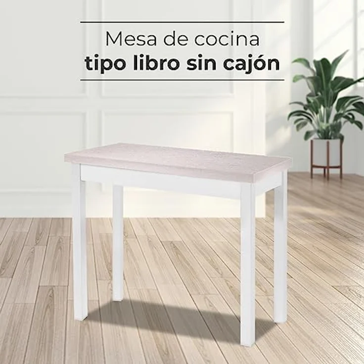 ASTIMESA Küchentisch im Buchstil ohne Schublade und Platte aus laminiertem Holz, Grau, 80 x 40 cm a 80 x 80 cm – Bild 3