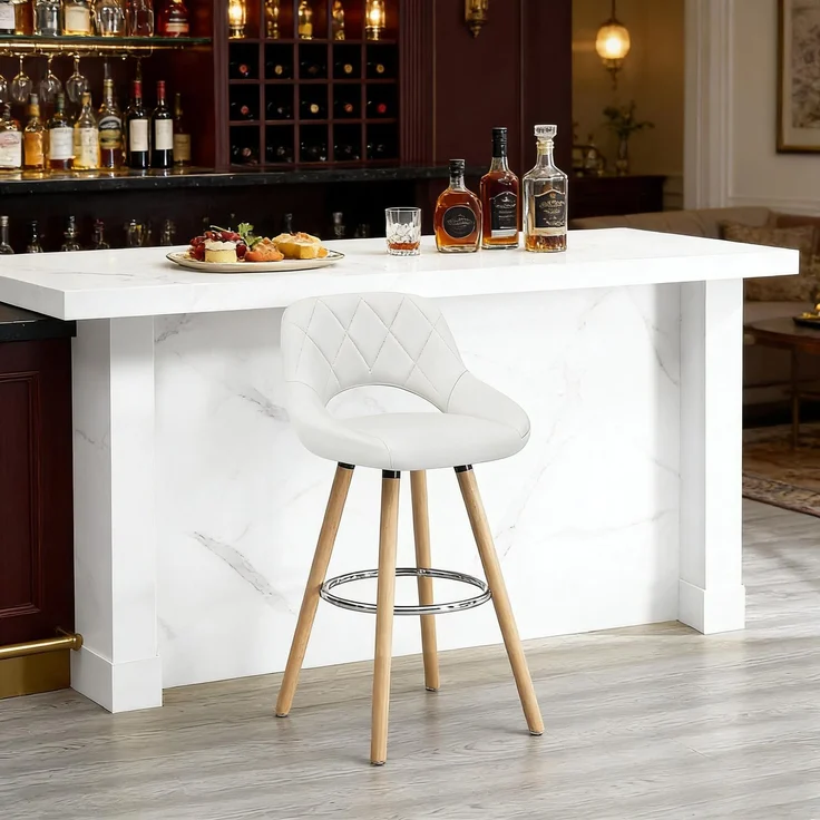 Komfortabel Bar Stuhl,Multifunktionaler Stuhl,Rückenlehne für Essstühle,für Küchen,Bars,Schmuckgeschäfte(Es ist nur ein Bar Stuhl enthalten)--Weiß--43x40x70cm--YOUDENOVA – Bild 2