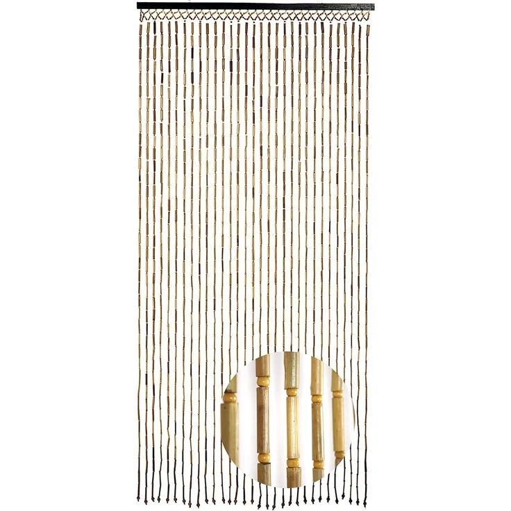 Kobolo Türvorhang Bambusvorhang BAMBOO -Braun Natur - 90x200 cm (1 St), Ösen, transparent – Bild 1