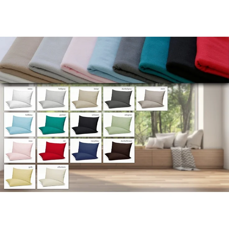 Beautex Kissenhüllen 2er Set Kissenbezug, Kissenhülle aus Baumwolle, Premium Jersey 160g/m², (2 Stück) – Bild 3