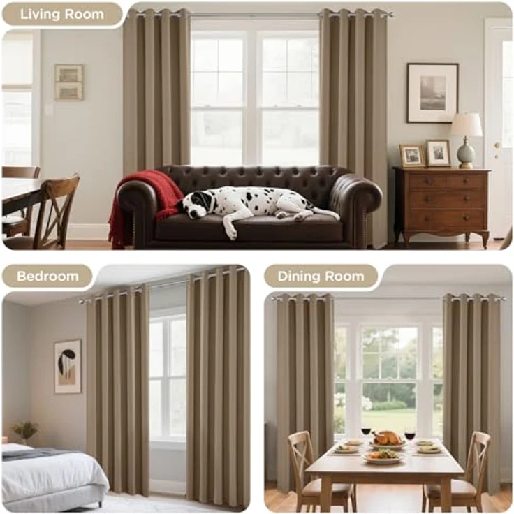 Joydeco Verdunkelungsvorhänge, 2 Paneele, thermische Isolierung, Raumverdunkelung, mit Ösen, für Weihnachten, Wohnzimmer, Schlafzimmer, Fenster, Länge ca. 300 cm – Bild 6