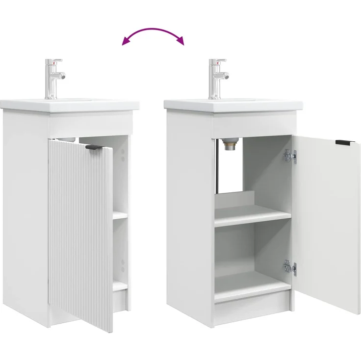 vidaXL Badezimmerschrank mit Waschbecken Weiß 42 x 40 x 84,5 cm 890084 – Bild 8