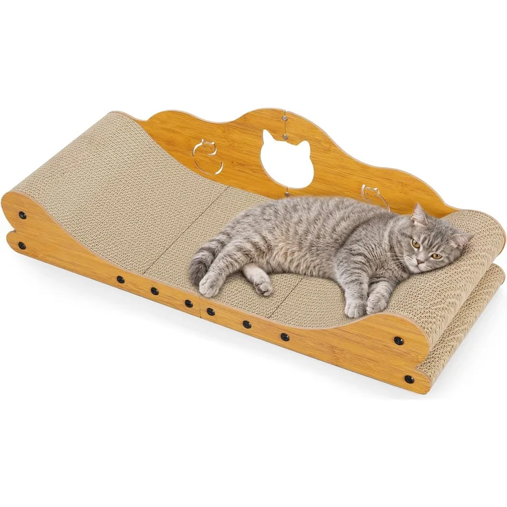 Gimars XXL Katzen Kratzbrett 78 cm im Sofa-Design, Kratzpappe für Katzen, Katzenkratzbretter & Katzenbett, Möbel-Schutz für große Katzen und Mehrkatzenhaushalte, Natur