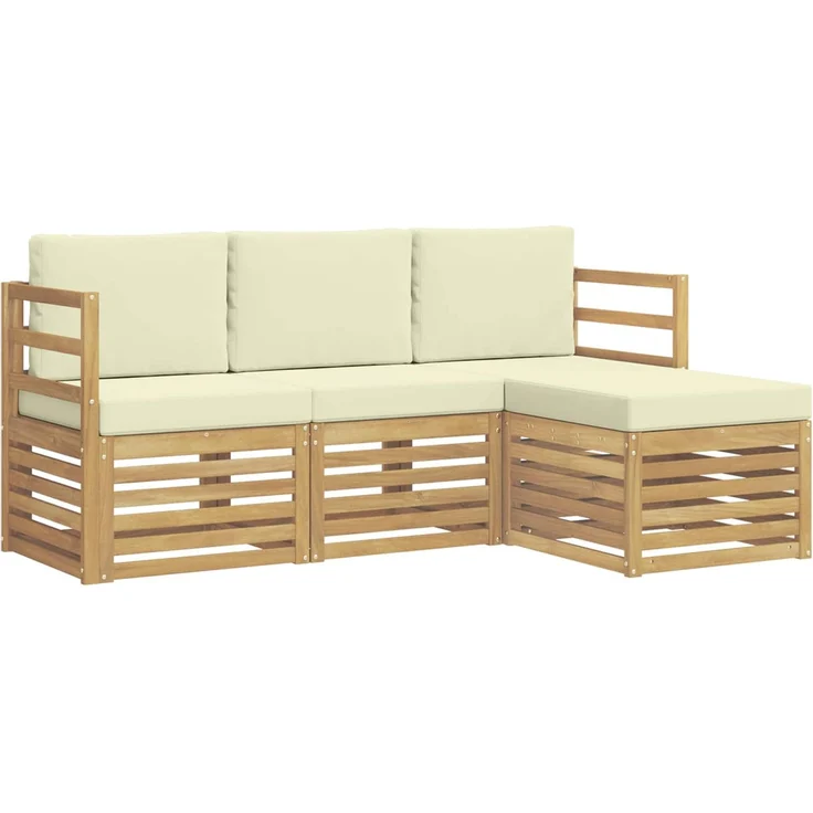 vidaXL Outdoor-Sofagarnitur 4 stk. Weiß und Creme Polyester 3391615 – Bild 2