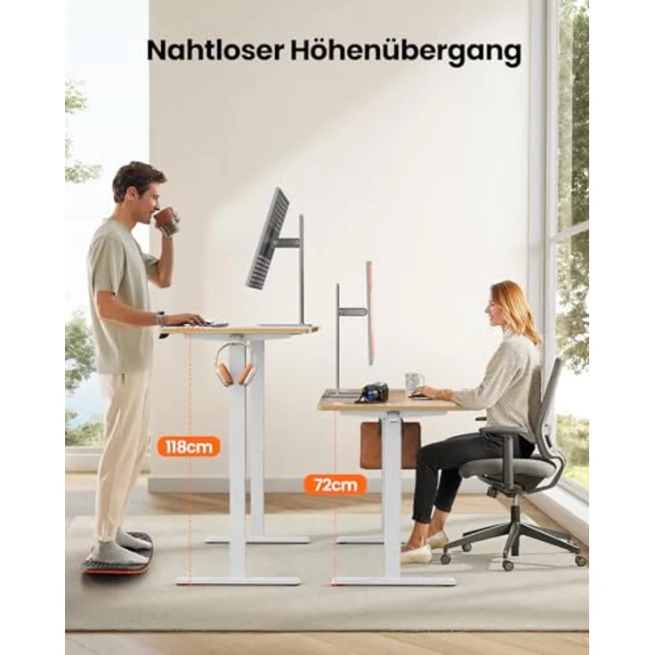 ErGear Elektrisch Höhenverstellbarer Schreibtisch 160x80 cm, Schreibtisch Höhenverstellbar mit 4 Memory-Funktion, Gaming Tisch mit Vierteilige Tischplatte – Bild 4