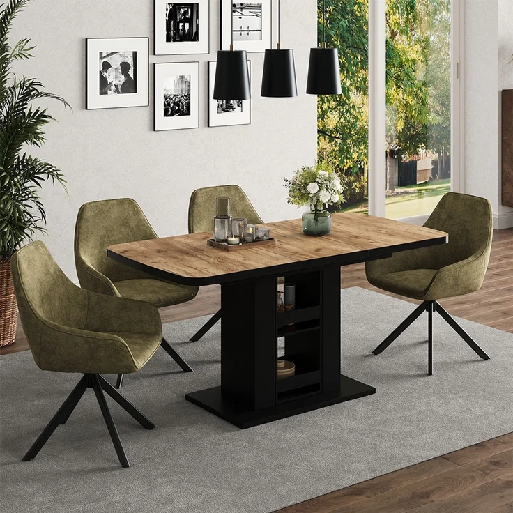 Esstisch Fenaro Goldkraft Eiche/Schwarz 120 x 80 cm Vicco – Bild 3