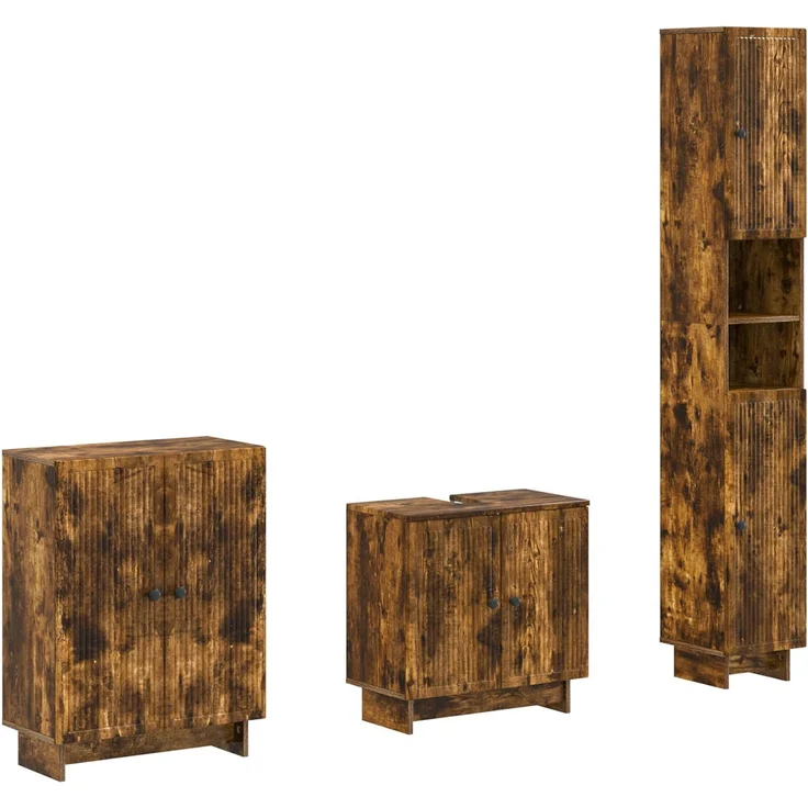 vidaXL 3-teiliges Badezimmer-Schranksystem EDE Raucheiche 3417419 – Bild 2