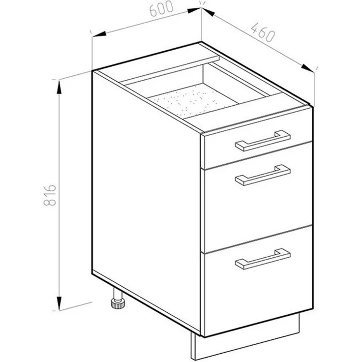 Küchenunterschrank R-Line Weiß Landhaus 60 cm mit Schubladen, ohne Arbeitsplatte Vicco – Bild 2