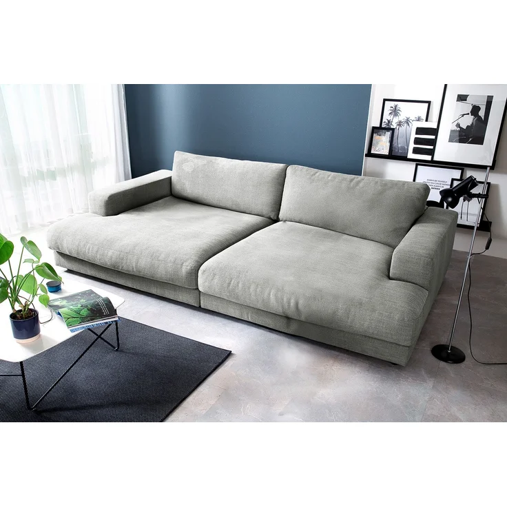 KAWOLA Big Sofa MADELINE Stoff silber 85 x 170 x 290 cm – Bild 1