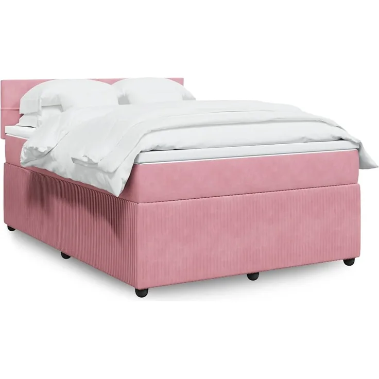 vidaXL Boxspringbett mit Matratze Rosa 140x190 cm Samt 3287739