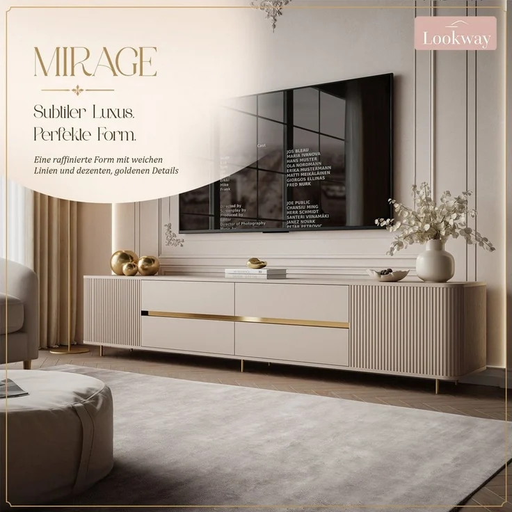 Lookway TV-Schrank MIRAGE GOLD 240 cm mit gerillten Fronten – Bild 3