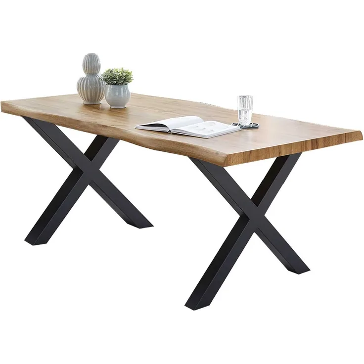 Esstisch Meisterwerk 2 / Marlon 2, Schwarz, Holzfarben, 160 x 76 x 90 cm