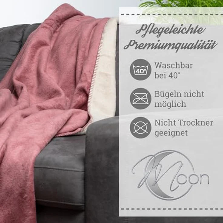 Wohndecke Moon Kuscheldecke Doubleface Baumwollmix ca 220x240 cm gekettelter Rand, MOON Heimtextilien, Kuscheldecke – Bild 5